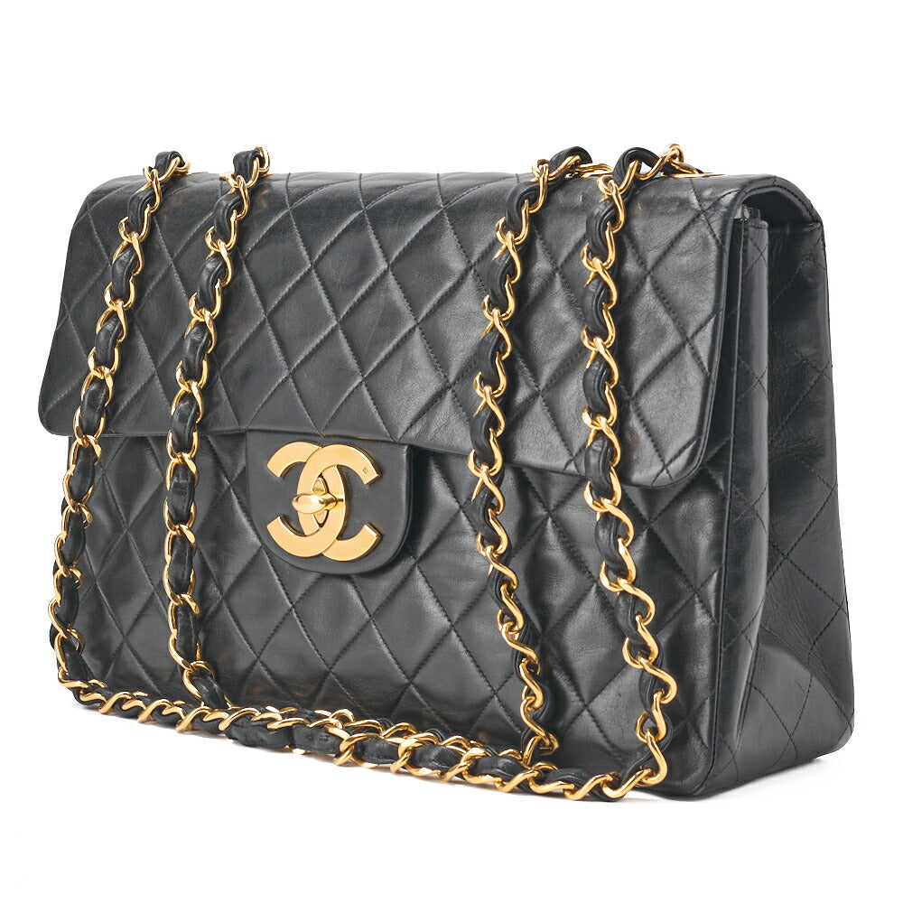 CHANEL Chain Shoulder Bag Big Matelasse Lambskin Black Gold-Tone Hardware Pre-Owned - Vintage La Charme