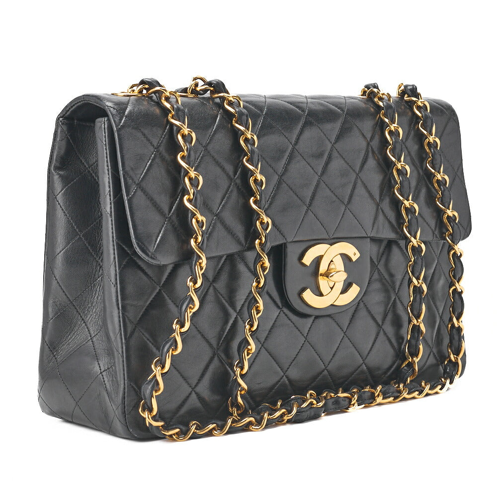 CHANEL Chain Shoulder Bag Big Matelasse Lambskin Black Gold-Tone Hardware Pre-Owned - Vintage La Charme