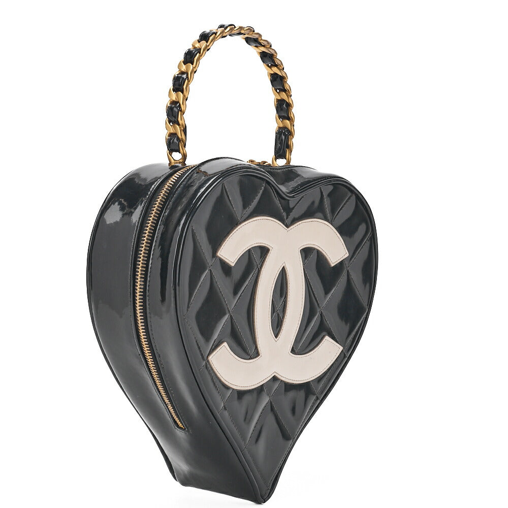 CHANEL Handbag Matelasse Coco Mark Heart Canvas Black Gold-Tone Hardware Pre-Owned - Vintage La Charme