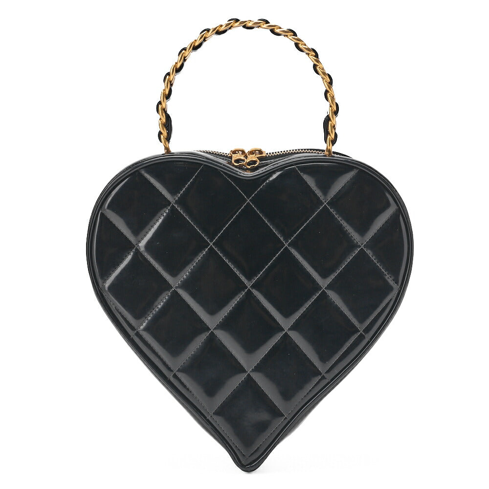 CHANEL Handbag Matelasse Coco Mark Heart Canvas Black Gold-Tone Hardware Pre-Owned - Vintage La Charme