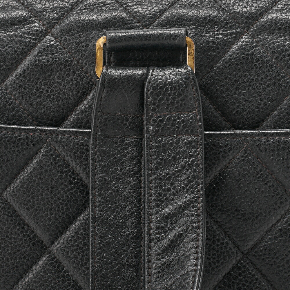 CHANEL Chain Backpack Bag, Matelasse, Turn Lock, Caviar Skin, Black, Gold-Tone Hardware, Pre-Owned - Vintage La Charme