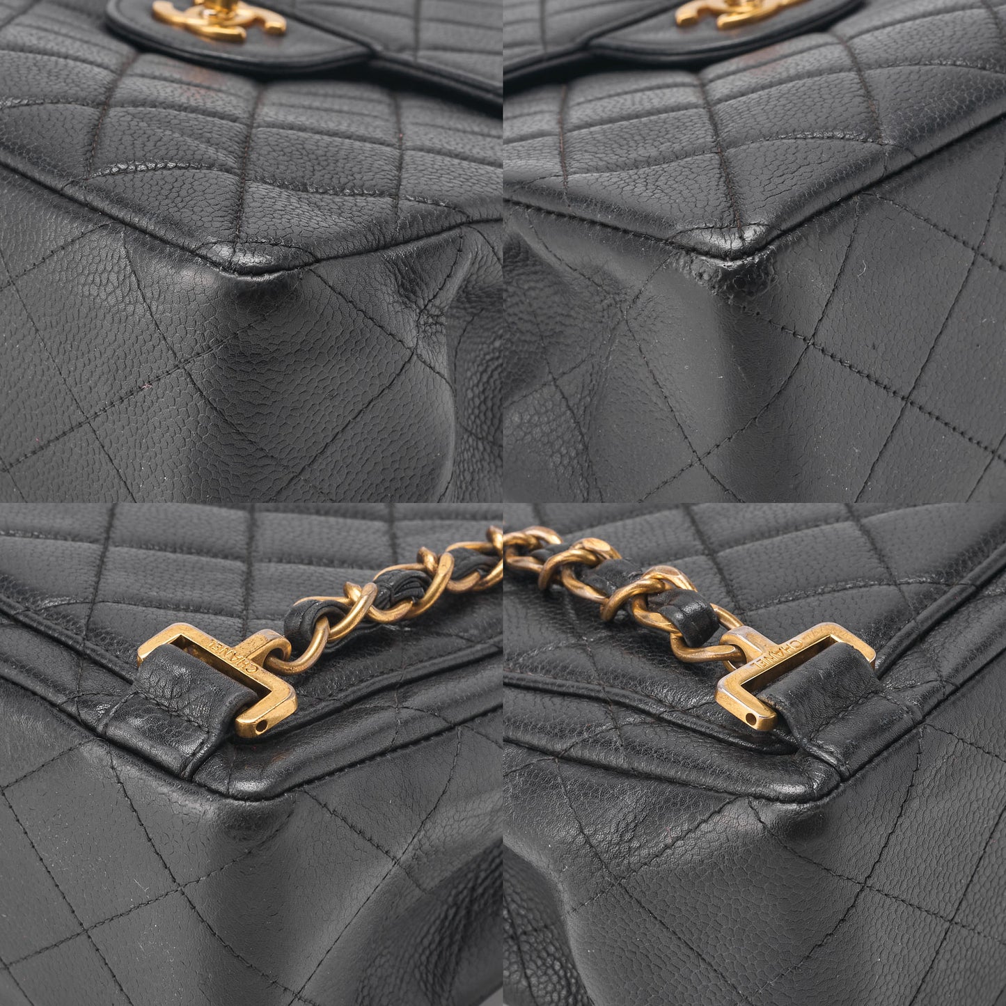 CHANEL Chain Backpack Bag, Matelasse, Turn Lock, Caviar Skin, Black, Gold-Tone Hardware, Pre-Owned - Vintage La Charme