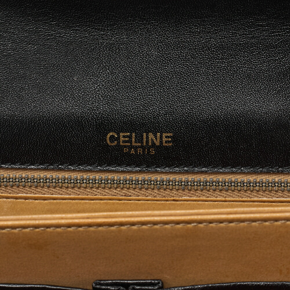CELINE Shoulder Bag Carriage Calfskin Black Gold-Tone Hardware Pre-Owned - Vintage La Charme