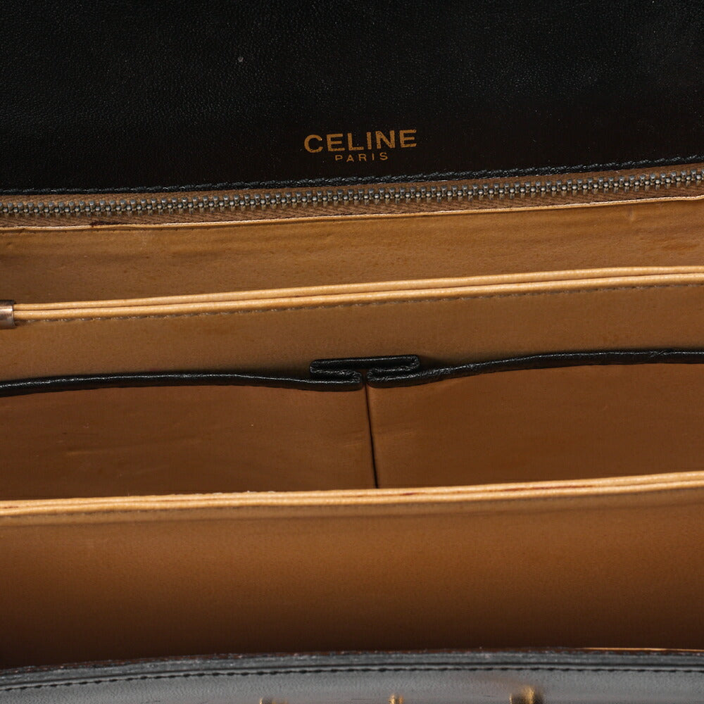 CELINE Shoulder Bag Carriage Calfskin Black Gold-Tone Hardware Pre-Owned - Vintage La Charme
