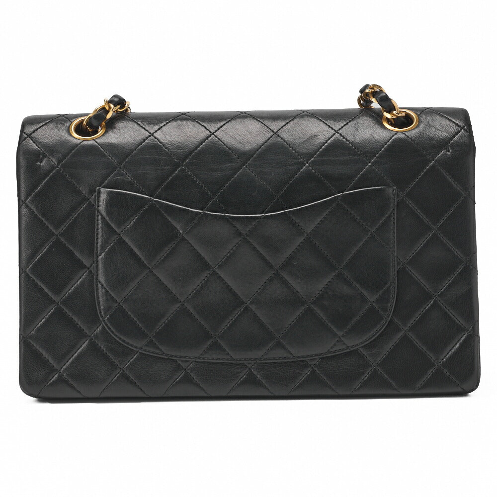 CHANEL Chain Shoulder Bag Matelasse Double Flap Lambskin Black Gold-Tone Hardware Pre-Owned - Vintage La Charme