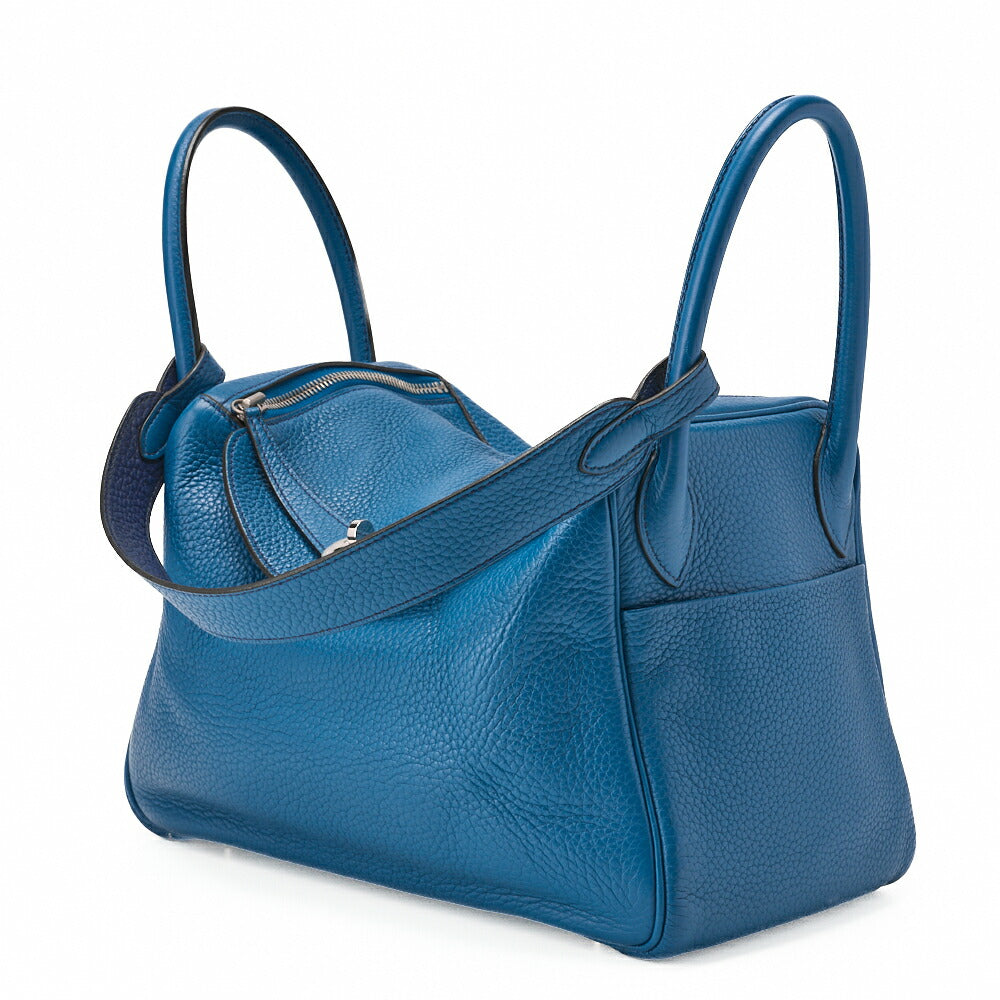 HERMES Lindy 30 2WAY Shoulder Bag Tryon Clemence Blue Iris Silver-Tone Hardware Pre-Owned - Vintage La Charme