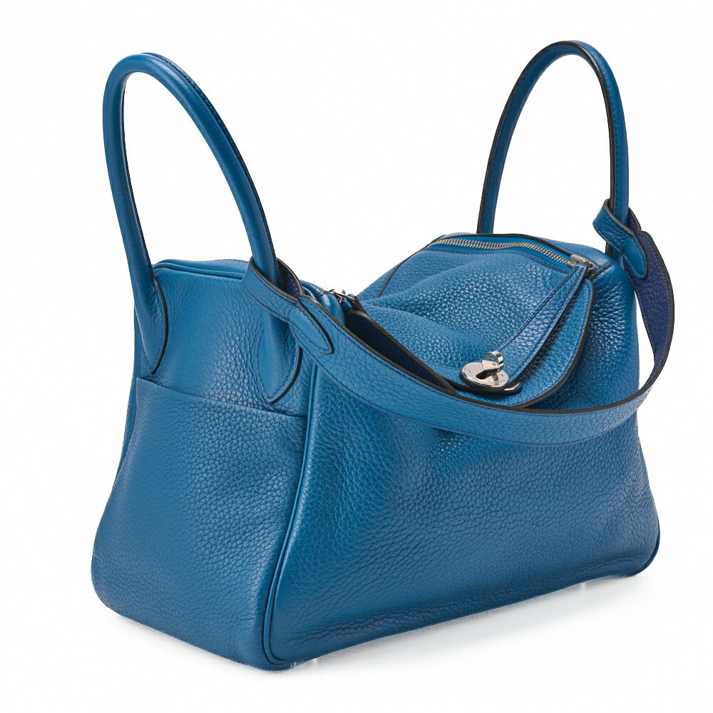 HERMES Lindy 30 2WAY Shoulder Bag Tryon Clemence Blue Iris Silver-Tone Hardware Pre-Owned - Vintage La Charme