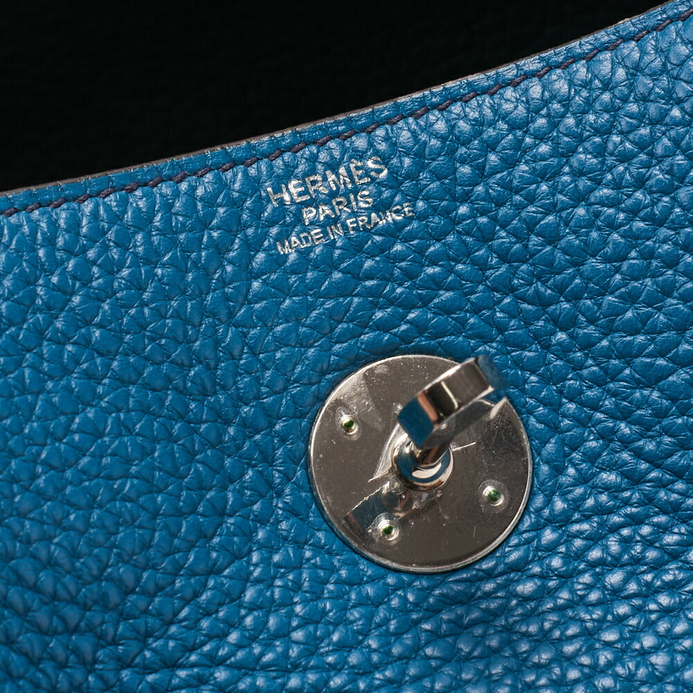 HERMES Lindy 30 2WAY Shoulder Bag Tryon Clemence Blue Iris Silver-Tone Hardware Pre-Owned - Vintage La Charme