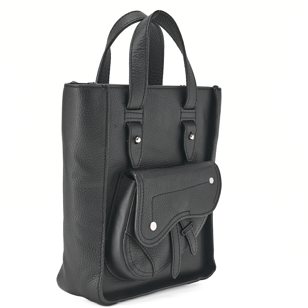 Dior Homme Saddle Handbag Mini, Leather, Black, Silver-Tone Hardware, Pre-Owned - Vintage La Charme