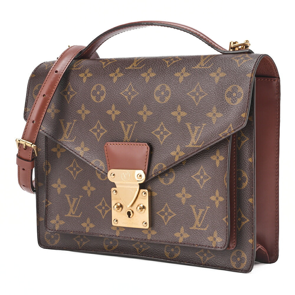 Louis Vuitton Handbag Monceau Monogram Canvas Brown Gold-Tone Hardware Pre-Owned - Vintage La Charme