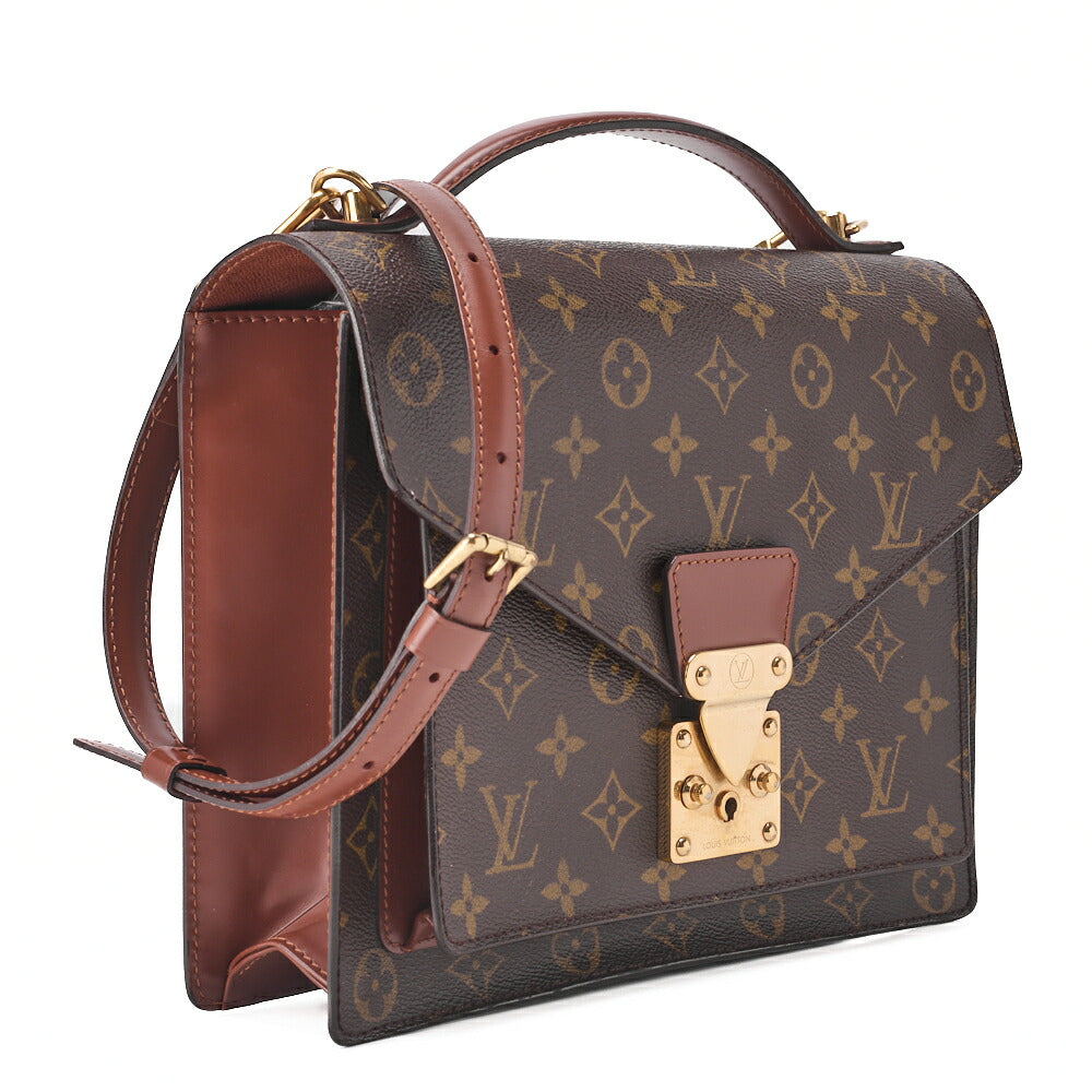 Louis Vuitton Handbag Monceau Monogram Canvas Brown Gold-Tone Hardware Pre-Owned - Vintage La Charme