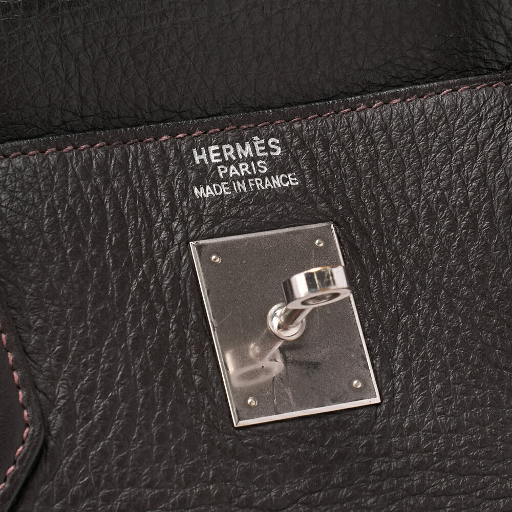 Hermes Birkin 40 Handbag Tryon Clemence Brown Silver-Tone Hardware Pre-Owned - Vintage La Charme