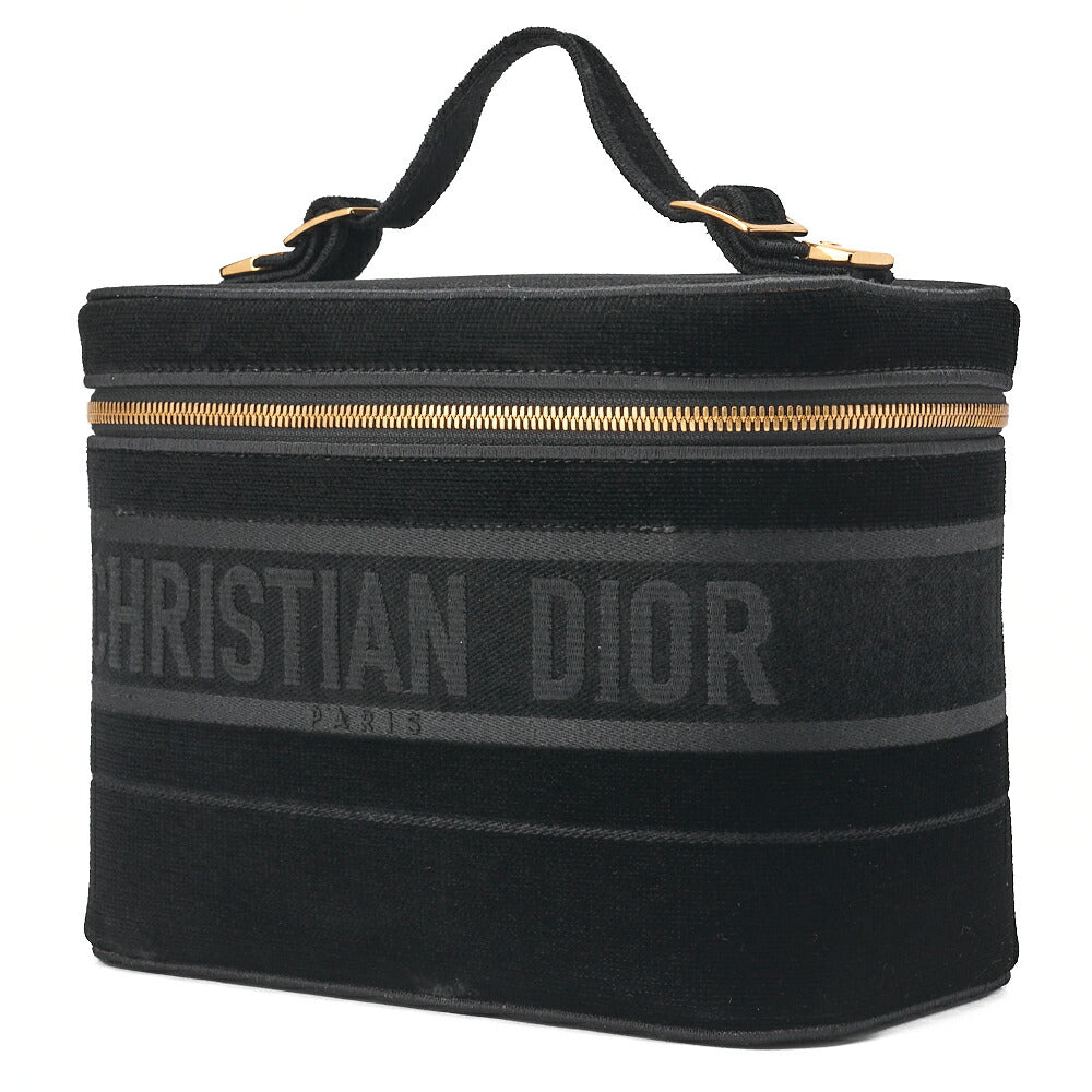 Dior Handbag Vanity Velour Black Gold-Tone Hardware Pre-Owned - Vintage La Charme