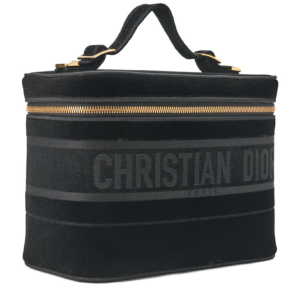 Dior Handbag Vanity Velour Black Gold-Tone Hardware Pre-Owned - Vintage La Charme