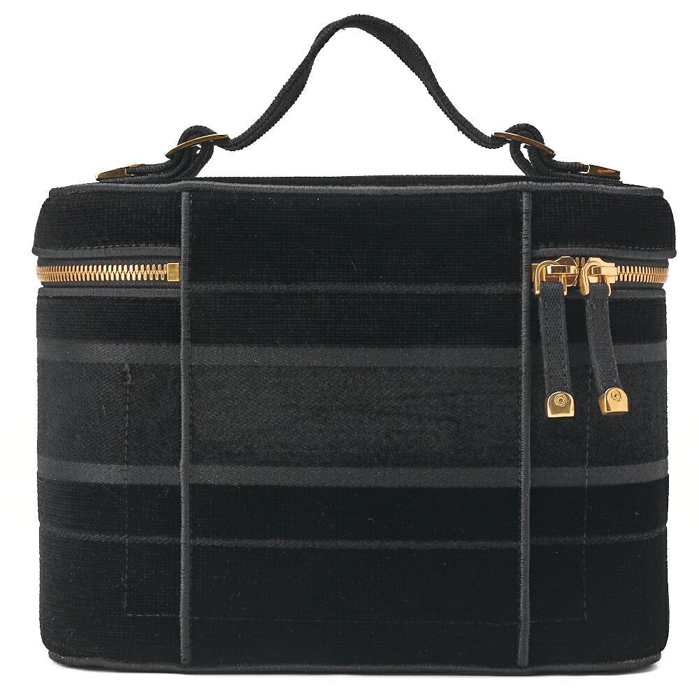 Dior Handbag Vanity Velour Black Gold-Tone Hardware Pre-Owned - Vintage La Charme