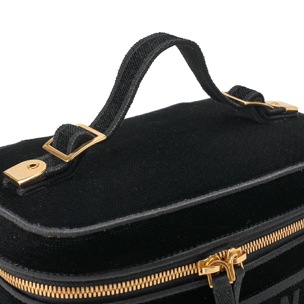 Dior Handbag Vanity Velour Black Gold-Tone Hardware Pre-Owned - Vintage La Charme