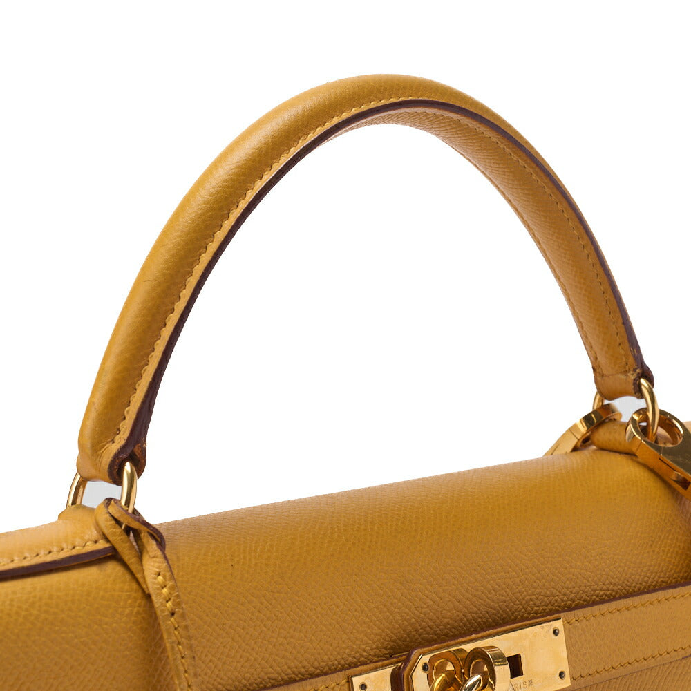 HERMES Kelly 32 Handbag, Kushbel Yellow, Gold-Tone Hardware, Pre-Owned - Vintage La Charme