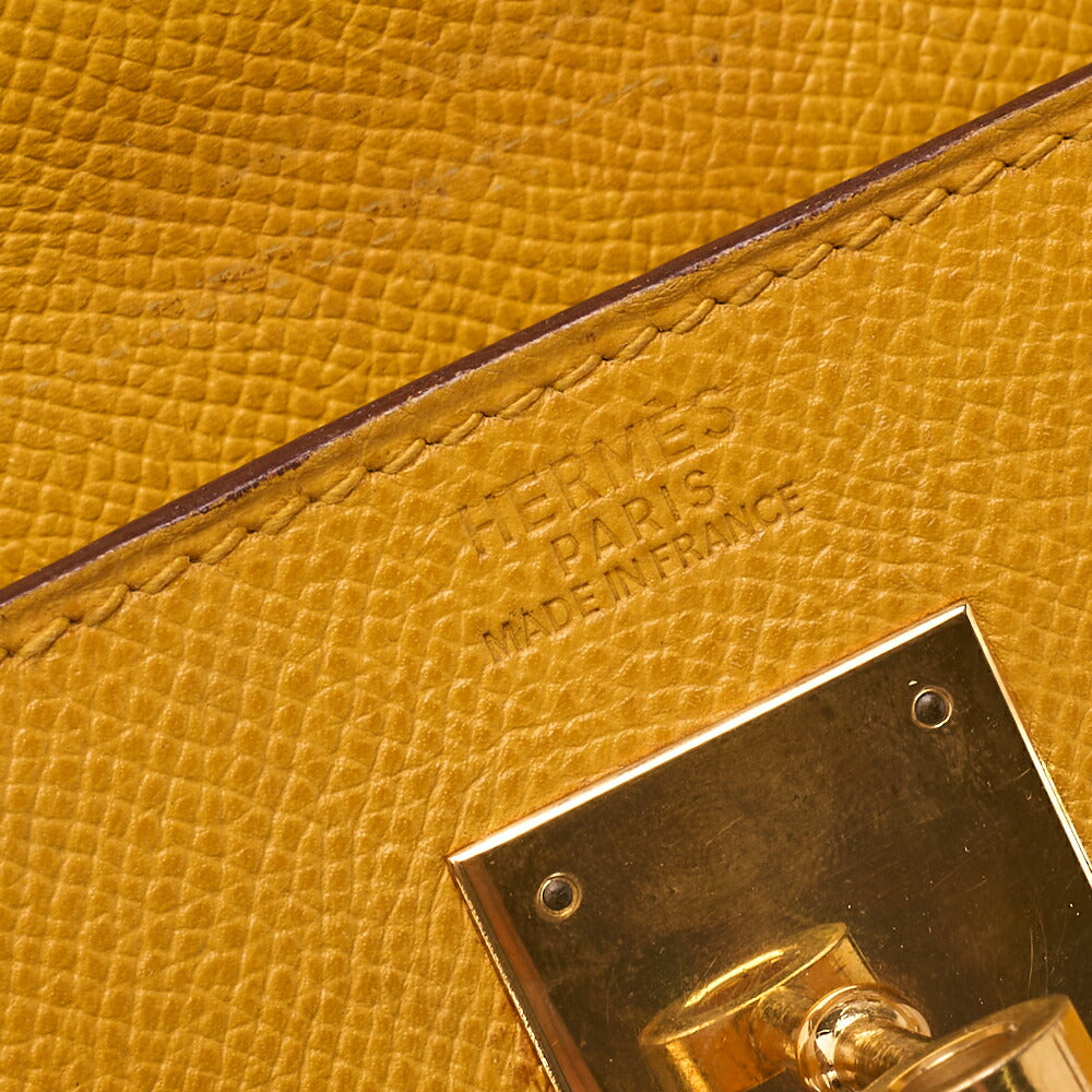 HERMES Kelly 32 Handbag, Kushbel Yellow, Gold-Tone Hardware, Pre-Owned - Vintage La Charme