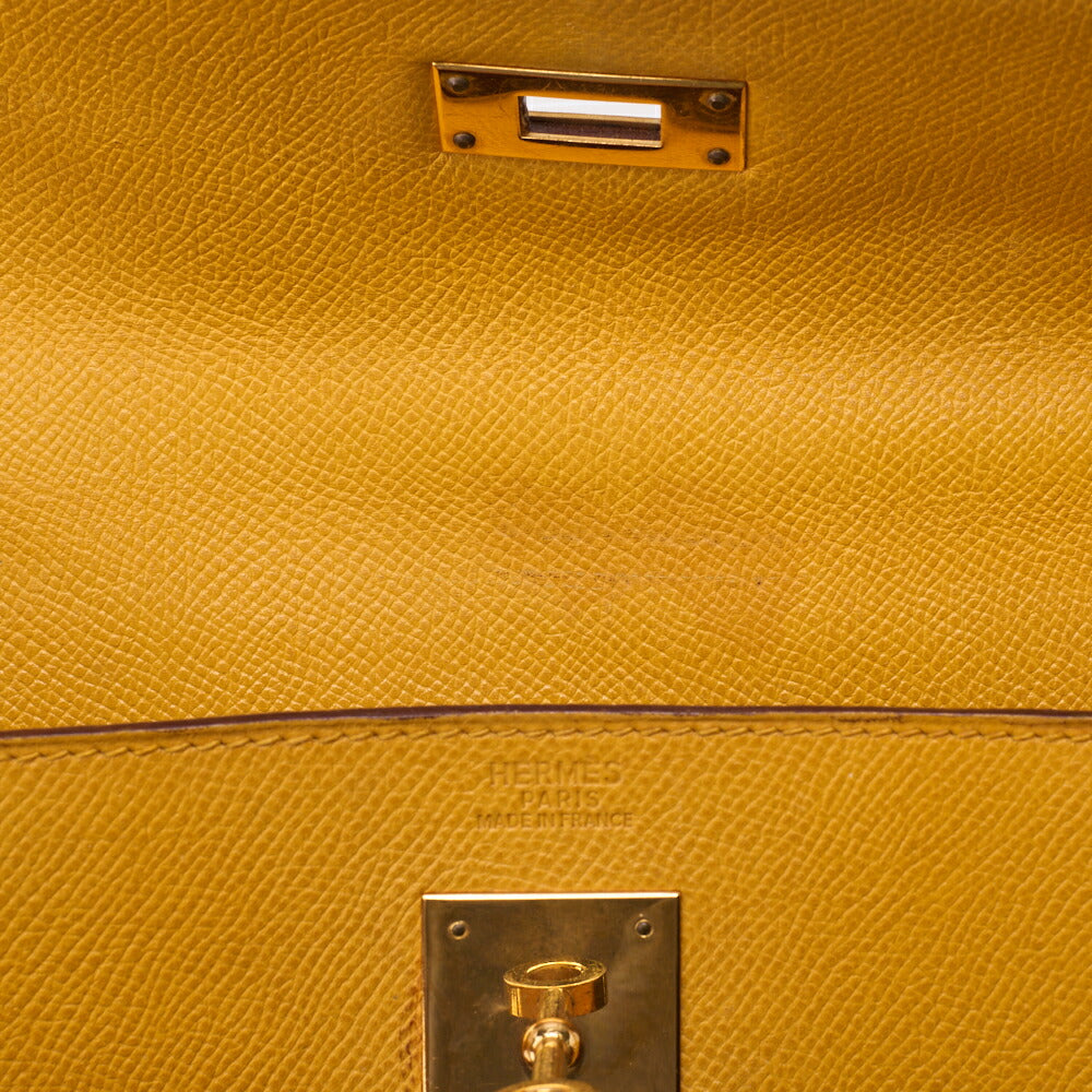 HERMES Kelly 32 Handbag, Kushbel Yellow, Gold-Tone Hardware, Pre-Owned - Vintage La Charme