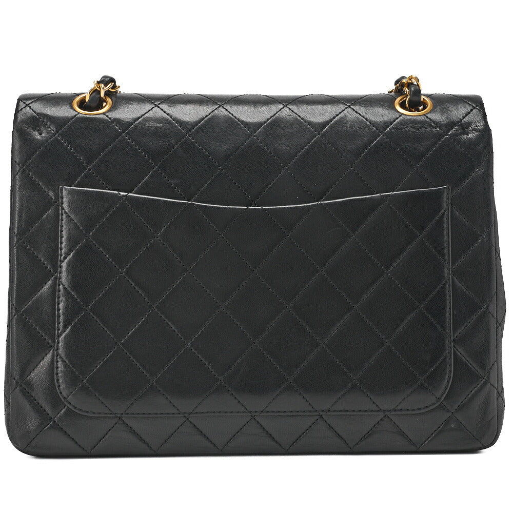 CHANEL Shoulder Bag Matelasse Double Flap Vertical Chain Lambskin Black Gold-Tone Hardware Pre-Owned - Vintage La Charme