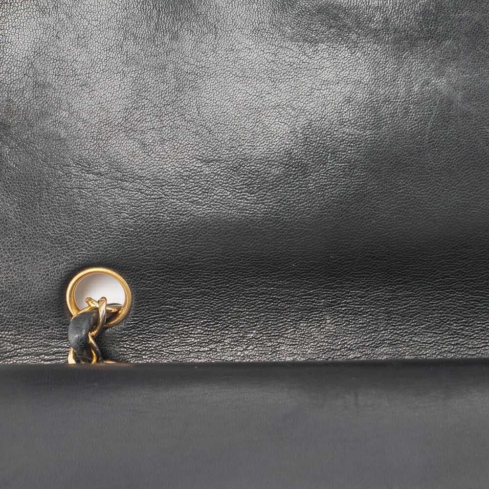 CHANEL Shoulder Bag Matelasse Double Flap Vertical Chain Lambskin Black Gold-Tone Hardware Pre-Owned - Vintage La Charme