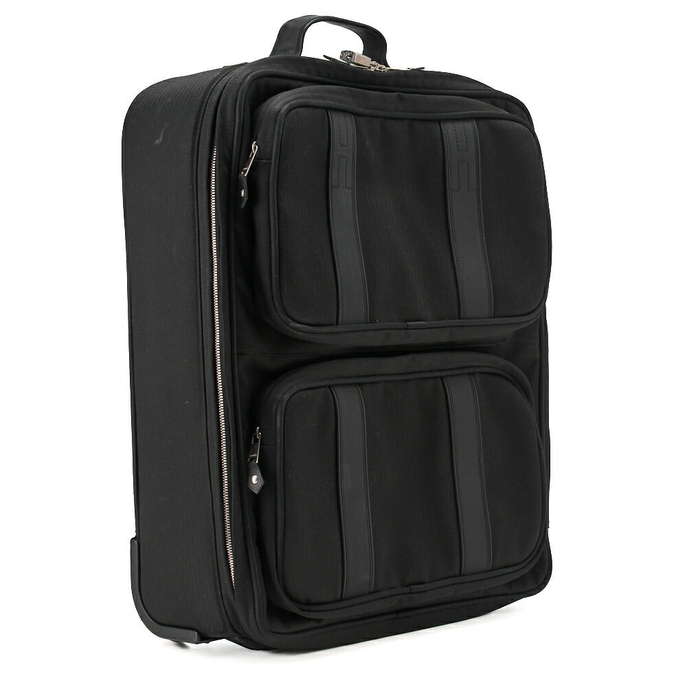 HERMES Acapulco Carry Bag Toile Chevron Black Gold-Tone Hardware Pre-Owned - Vintage La Charme