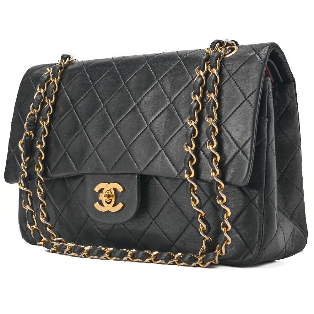 CHANEL Chain Shoulder Bag Matelasse Double Flap Lambskin Black Gold-Tone Hardware Pre-Owned - Vintage La Charme