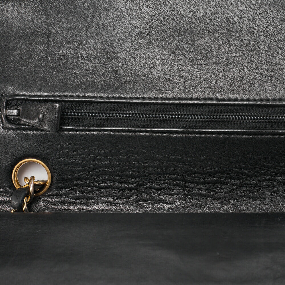 CHANEL Chain Shoulder Bag Matelasse Double Flap Lambskin Black Gold-Tone Hardware Pre-Owned - Vintage La Charme