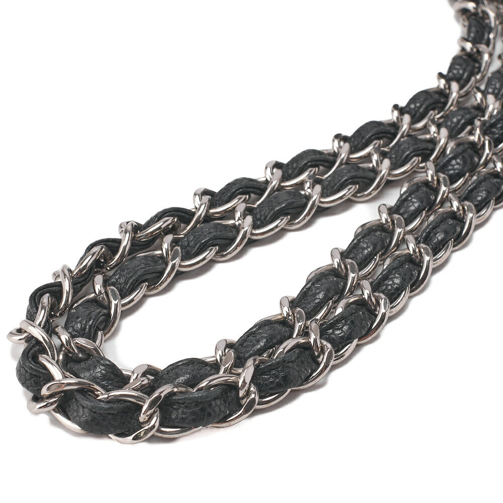 CHANEL Chain Shoulder Bag Deca Matelasse Caviar Skin Black Silver-Tone Hardware Pre-Owned - Vintage La Charme