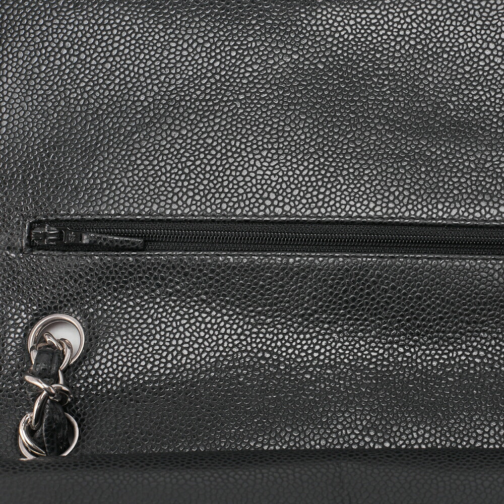 CHANEL Chain Shoulder Bag Deca Matelasse Caviar Skin Black Silver-Tone Hardware Pre-Owned - Vintage La Charme