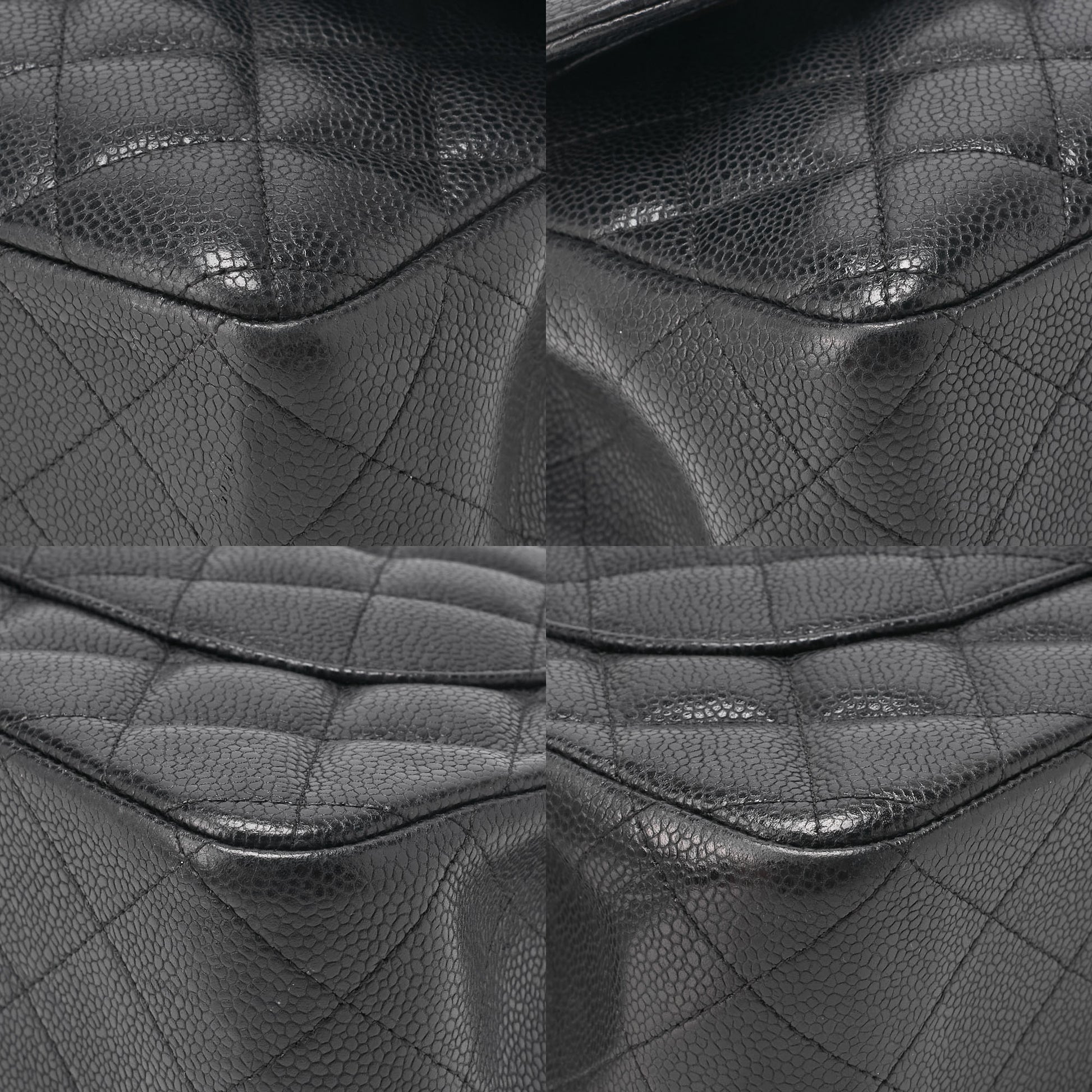 CHANEL Chain Shoulder Bag Deca Matelasse Caviar Skin Black Silver-Tone Hardware Pre-Owned - Vintage La Charme