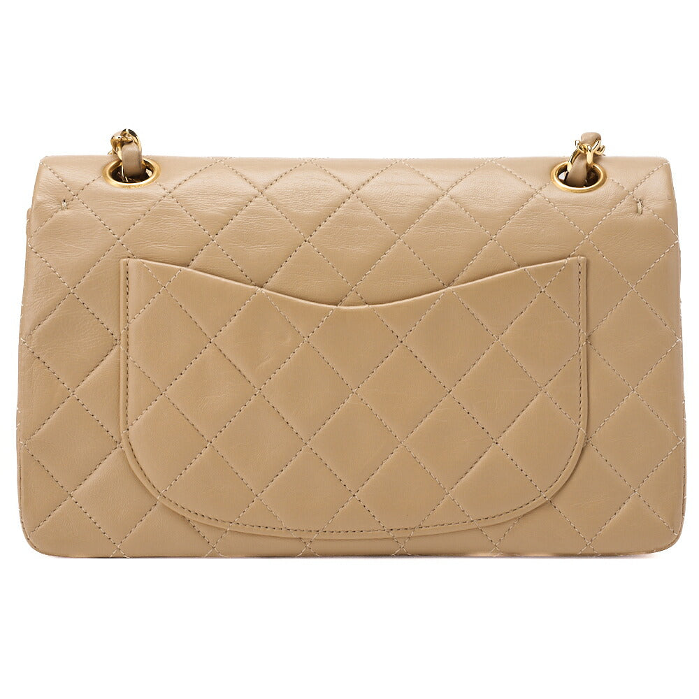CHANEL Shoulder Bag Matelasse Double Flap Lambskin Beige Gold-Tone Hardware Pre-Owned - Vintage La Charme