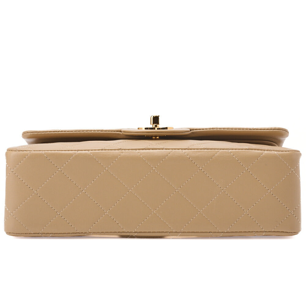 CHANEL Shoulder Bag Matelasse Double Flap Lambskin Beige Gold-Tone Hardware Pre-Owned - Vintage La Charme