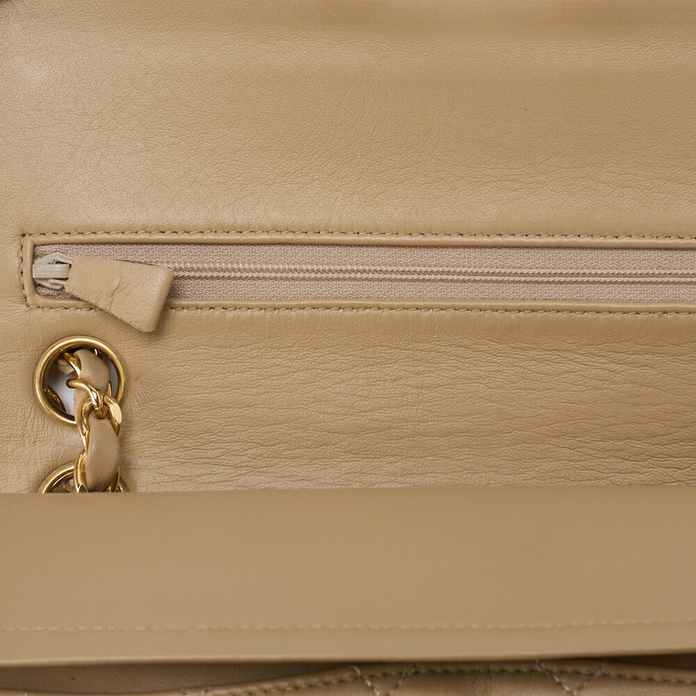 CHANEL Shoulder Bag Matelasse Double Flap Lambskin Beige Gold-Tone Hardware Pre-Owned - Vintage La Charme