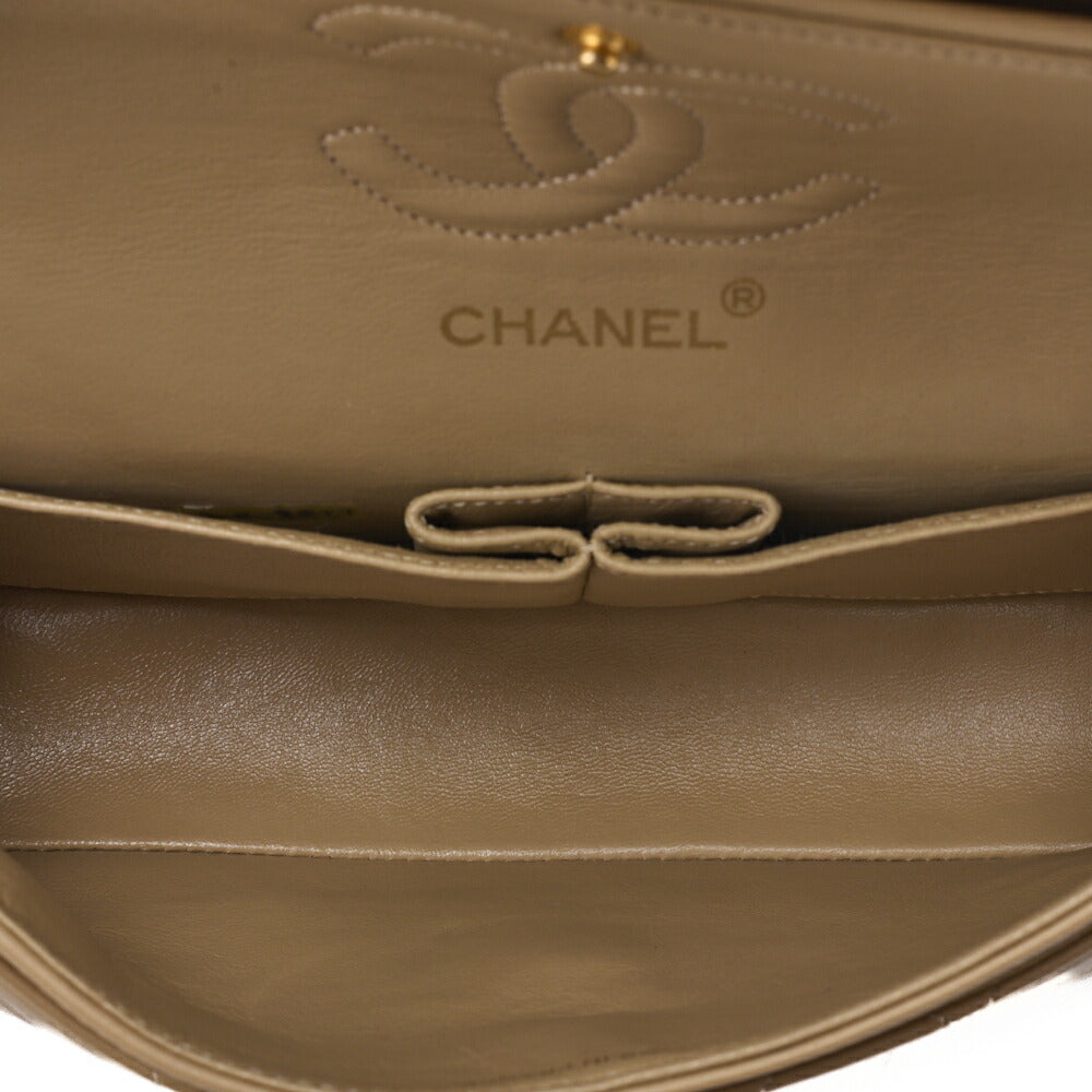 CHANEL Shoulder Bag Matelasse Double Flap Lambskin Beige Gold-Tone Hardware Pre-Owned - Vintage La Charme