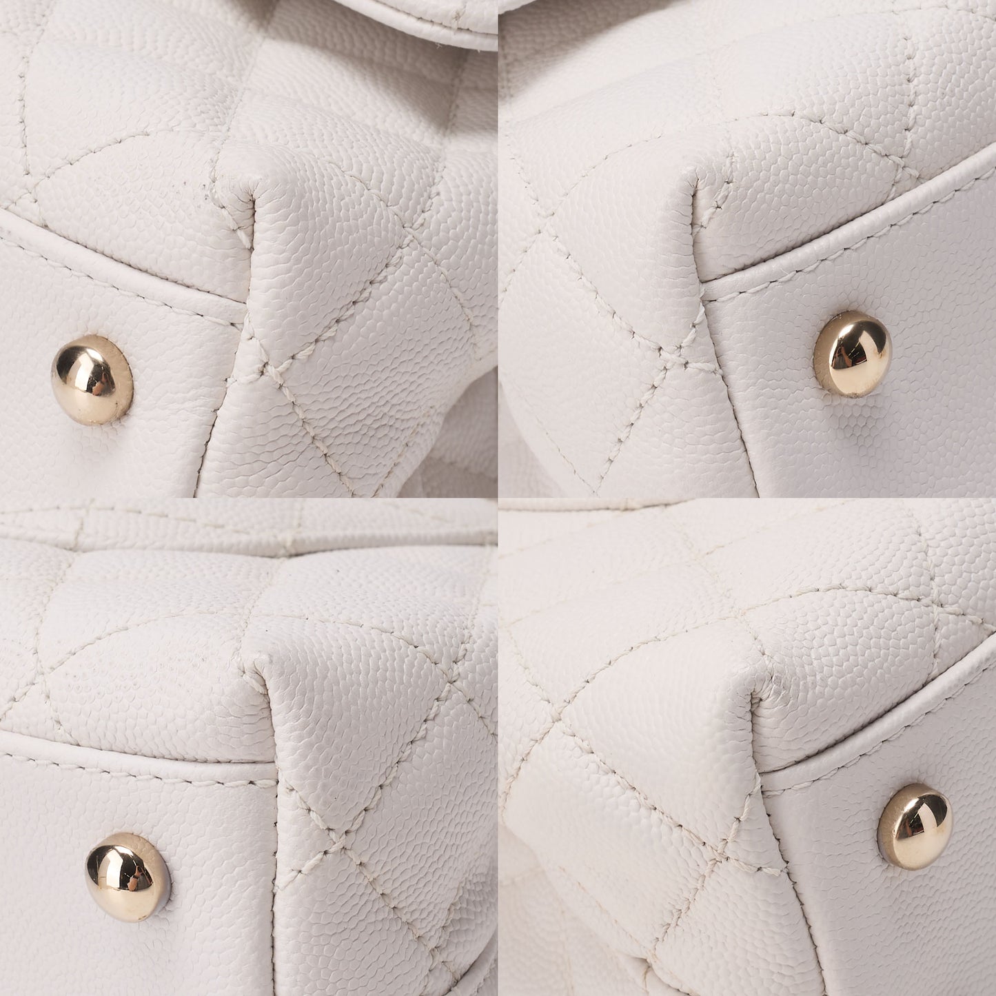 CHANEL Shoulder Bag Handbag Matelasse Coco Handle 2WAY Caviar Skin White Gold-Tone Hardware Pre-Owned - Vintage La Charme