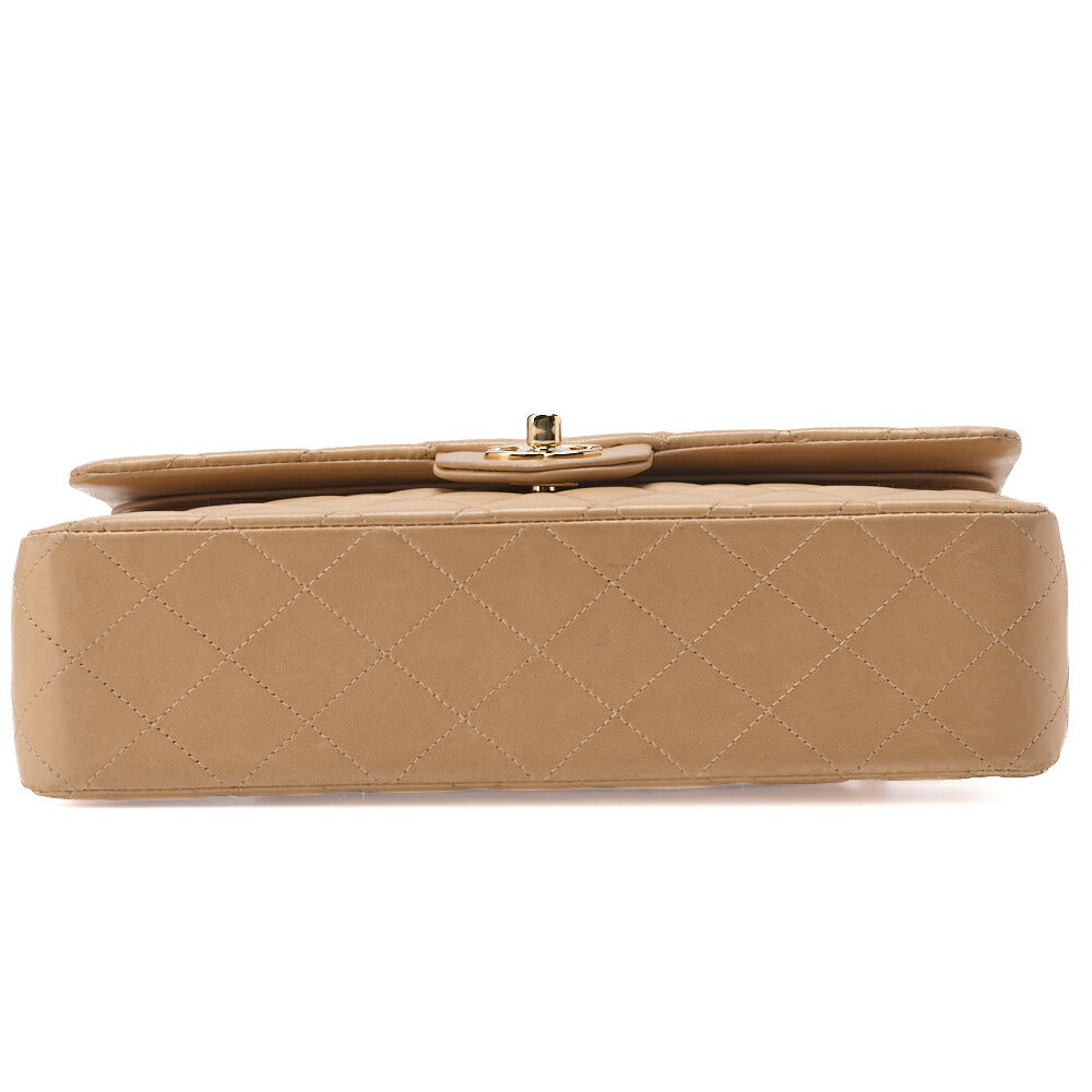 CHANEL Shoulder Bag Matelasse Double Flap Lambskin Beige Gold-Tone Hardware Pre-Owned - Vintage La Charme