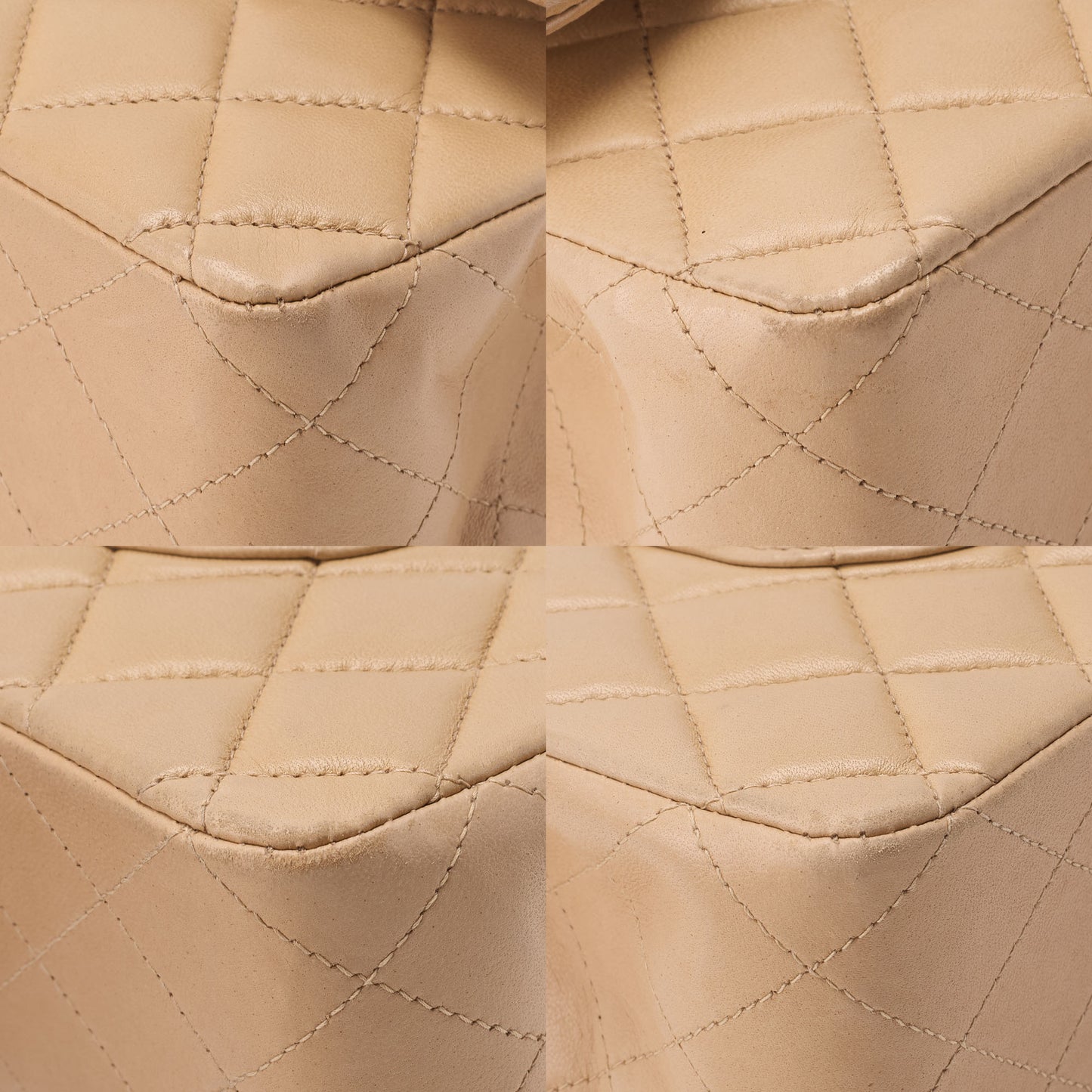 CHANEL Shoulder Bag Matelasse Double Flap Lambskin Beige Gold-Tone Hardware Pre-Owned - Vintage La Charme