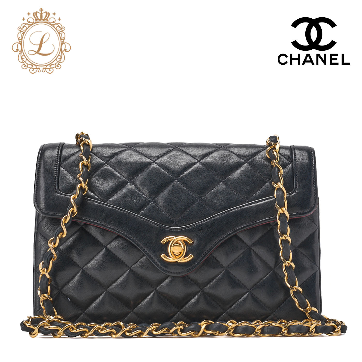 CHANEL Mini Shoulder Bag Matelasse Turn Lock Lambskin Navy Gold-Tone Hardware Pre-Owned - Vintage La Charme