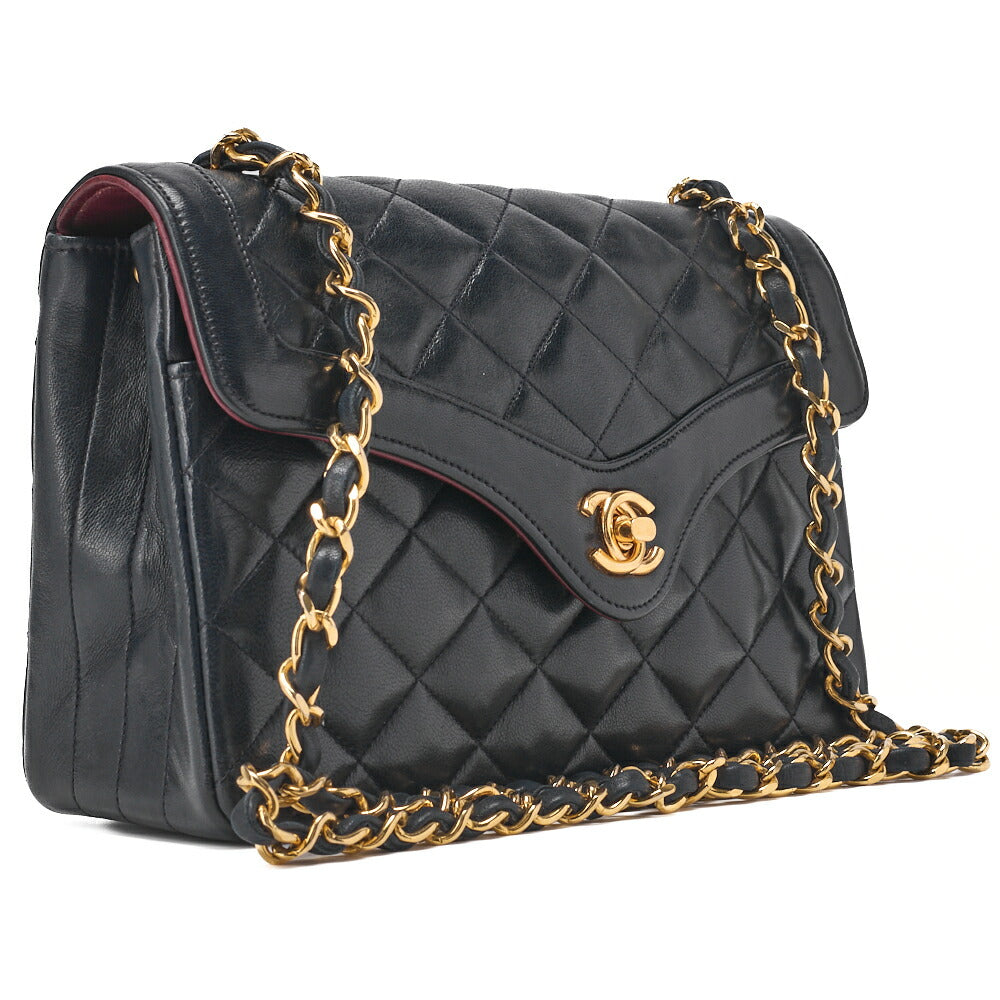 CHANEL Mini Shoulder Bag Matelasse Turn Lock Lambskin Navy Gold-Tone Hardware Pre-Owned - Vintage La Charme