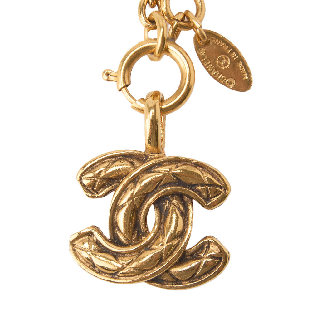 CHANEL Necklace, Coco Mark Matelasse, Gold-Plated, Gold, Gold-Tone Hardware, Pre-Owned - Vintage La Charme