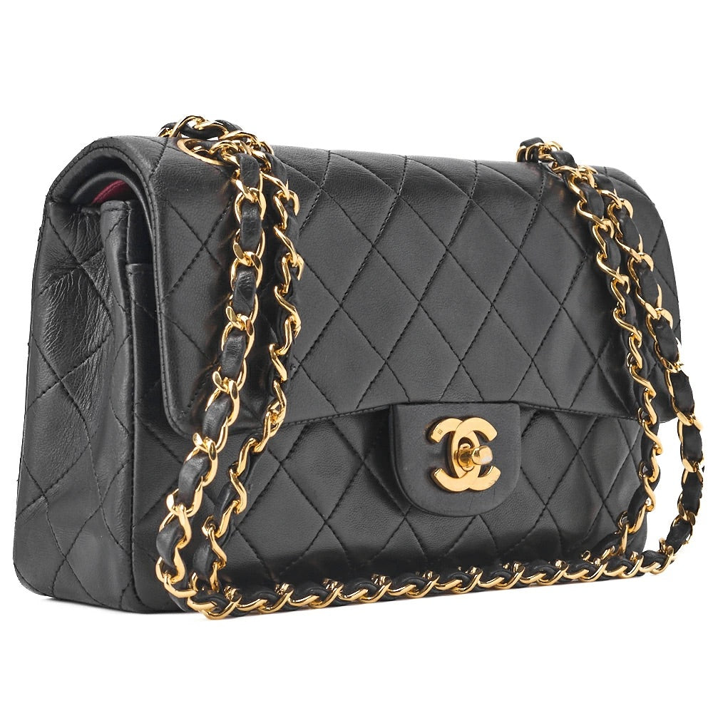 CHANEL Shoulder Bag Matelasse 23 Double Flap Chain Lambskin Black Gold-Tone Hardware Pre-Owned - Vintage La Charme