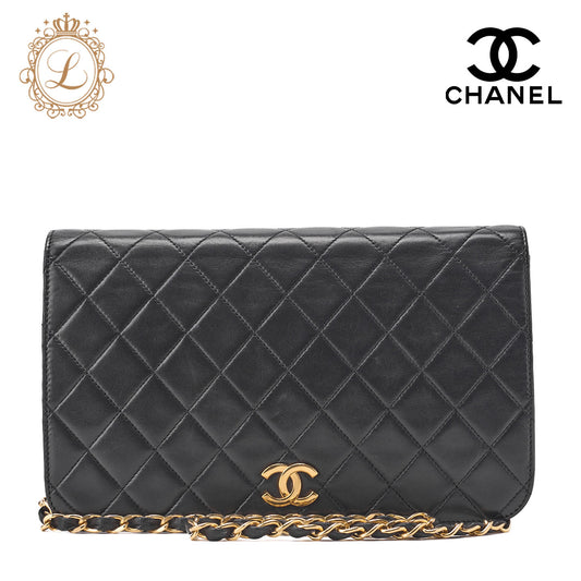CHANEL Chain Shoulder Bag Matelasse Push Lock Lambskin Black Gold-Tone Hardware Pre-Owned - Vintage La Charme