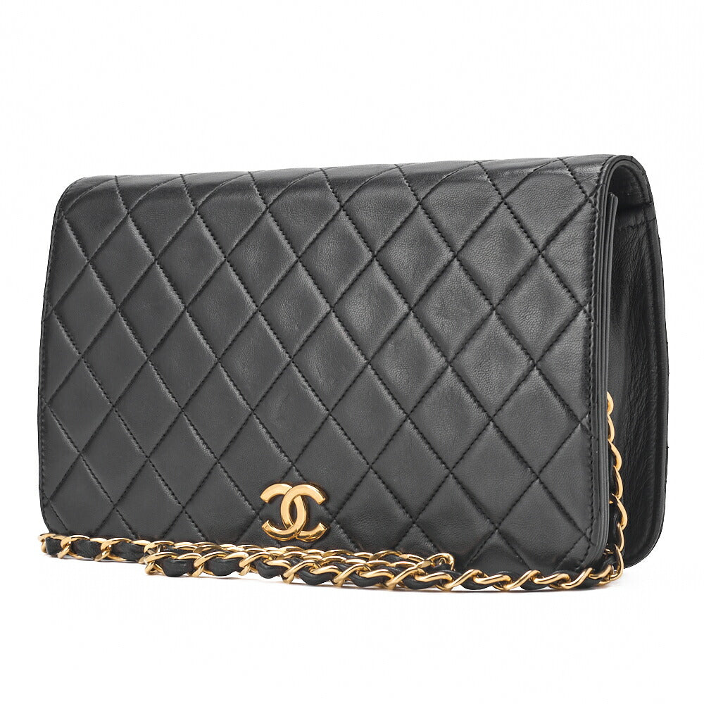 CHANEL Chain Shoulder Bag Matelasse Push Lock Lambskin Black Gold-Tone Hardware Pre-Owned - Vintage La Charme