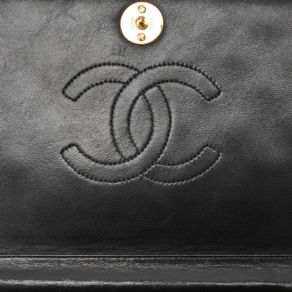 CHANEL Chain Shoulder Bag Matelasse Push Lock Lambskin Black Gold-Tone Hardware Pre-Owned - Vintage La Charme