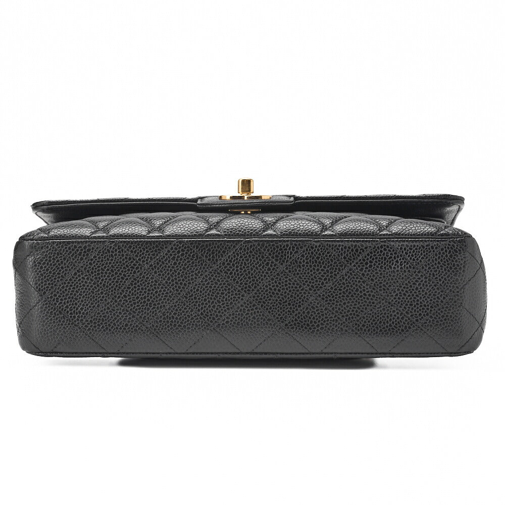 CHANEL Chain Shoulder Bag Matelasse Double Flap Caviar Skin Black Gold-Tone Hardware Pre-Owned - Vintage La Charme