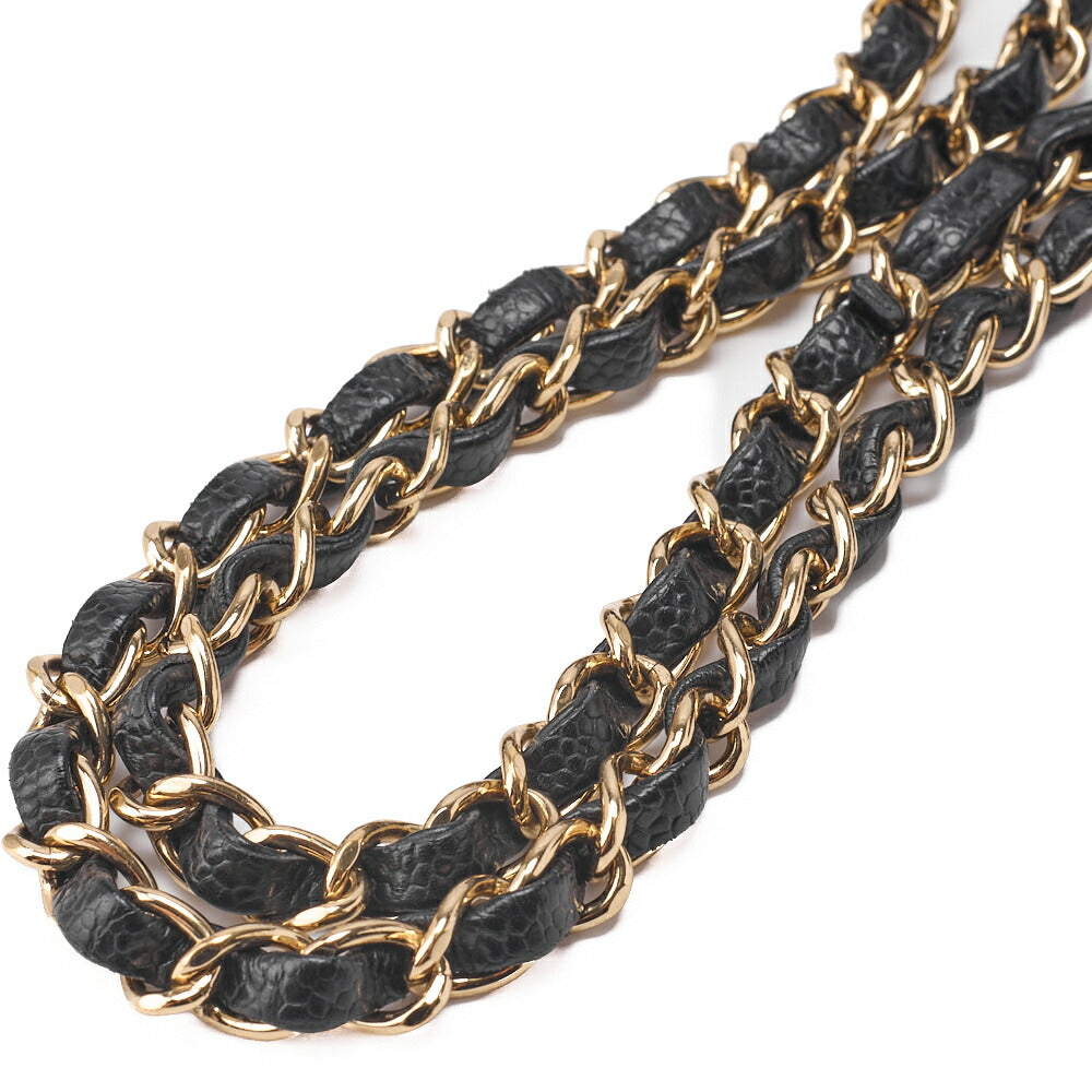 CHANEL Chain Shoulder Bag Matelasse Double Flap Caviar Skin Black Gold-Tone Hardware Pre-Owned - Vintage La Charme