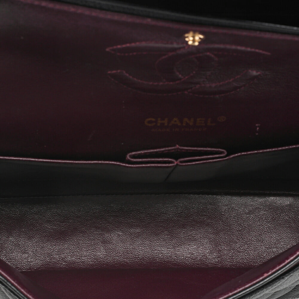 CHANEL Chain Shoulder Bag Matelasse Double Flap Caviar Skin Black Gold-Tone Hardware Pre-Owned - Vintage La Charme