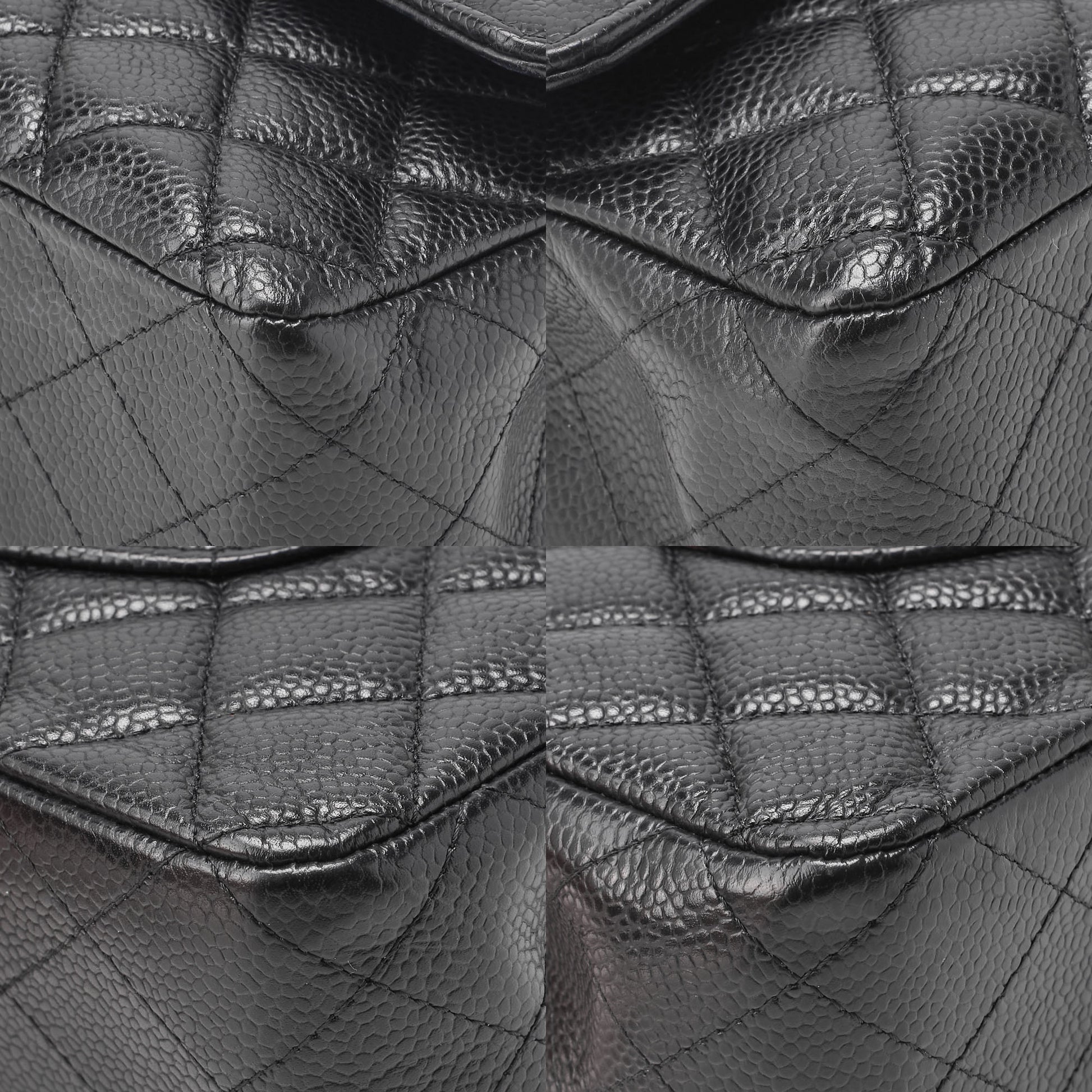 CHANEL Chain Shoulder Bag Matelasse Double Flap Caviar Skin Black Gold-Tone Hardware Pre-Owned - Vintage La Charme