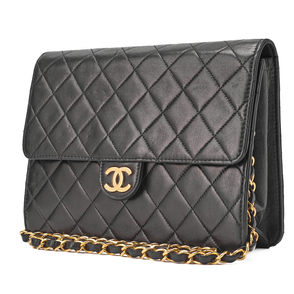 CHANEL Chain Shoulder Bag Matelasse Lambskin Black Gold-Tone Hardware Pre-Owned - Vintage La Charme